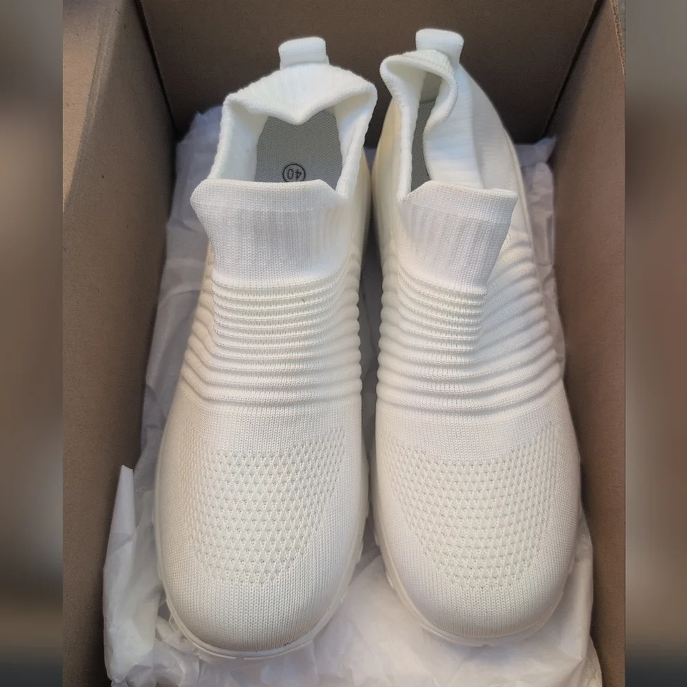 Women's White Slip-On Sneakers Size 40 (9-9.5)